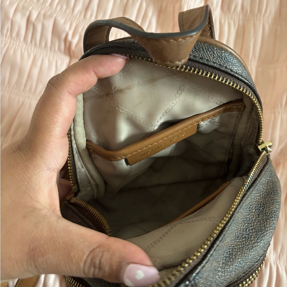 Michael Kors Dark Brown Mini Backpack with Gold Hardware - Picture 6 of 10